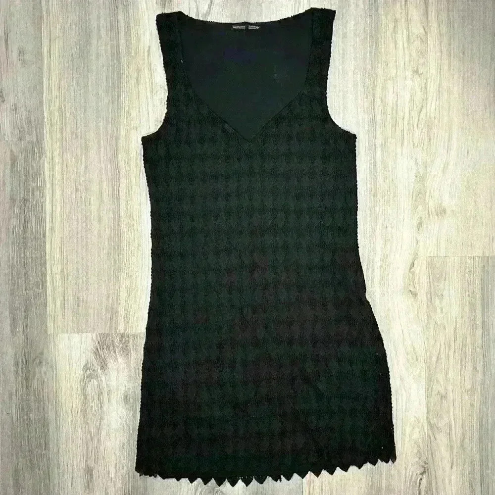 Zara Sleeveless Sweetheart Neck Lined Lace Bodycon Mini Dress Black Size S